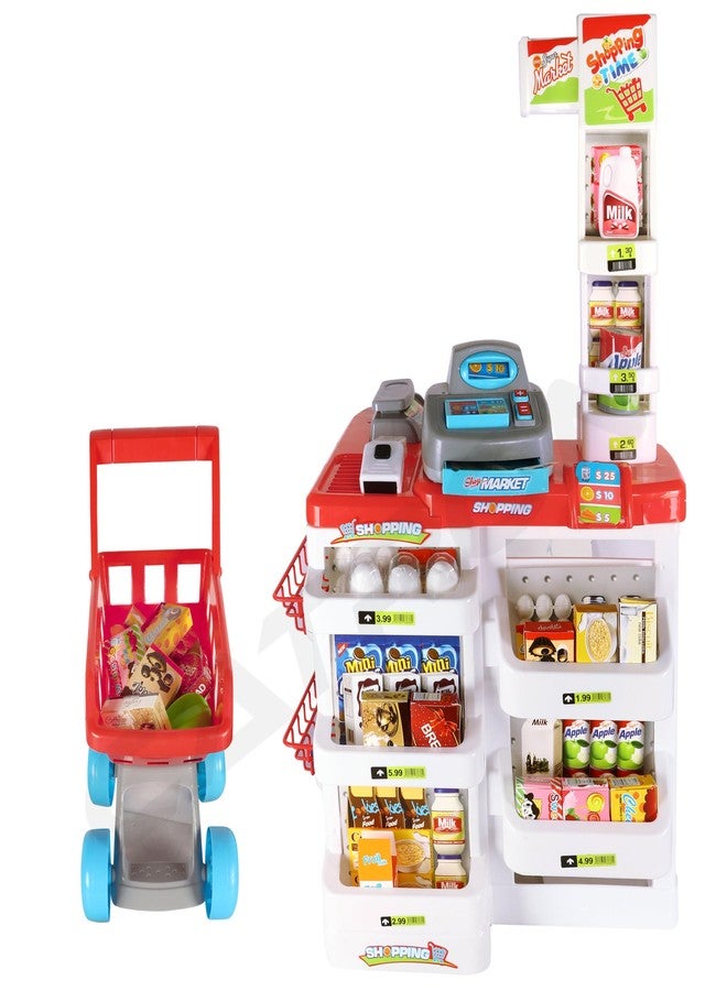 Catron Role Pretend Playset Big Size Home Supermarket kit for Kids Toys with Shopping Cart Kitchen Set Kids Toys for Boys and Girls (Big 55 Pcs Kitchen Set) - Image 3